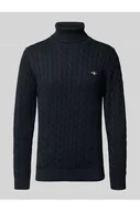 Swetry męskie - Sweter z dzianiny z prążkowanymi wykończeniami - Gant - miniaturka - grafika 1