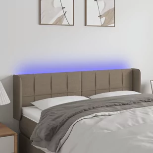 vidaXL Zagłówek do łóżka z LED, taupe, 147x16x78/88 cm, tkanina - Inne meble do sypialni - miniaturka - grafika 1