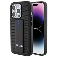 Etui i futerały do telefonów - BMW BMHCP15XGSPPRK iPhone 15 Pro Max 6.7" czarny/black hardcase Grip Stand Smooth & Perforated - miniaturka - grafika 1
