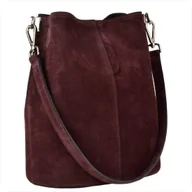 Plecaki worki - Torebka ze skóry naturalnej zamszowej worek bordo - miniaturka - grafika 1