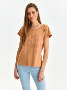 T-shirt damski beżowy - SPO6018BE t-shirt krótki rękaw - TOP SECRET - Odzieżowy sklep internetowy TOP SECRET - Koszulki i topy damskie - miniaturka - grafika 1