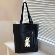 Torebki damskie - TEMU Duża pojemna torba typu tote z nadrukiem kota, damska torba na ramię na zakupy, dojazdy do pracy i podróże. - miniaturka - grafika 1