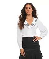 Bluzki damskie - Joe Browns Damska wyróżniająca się bluzka z kwiatowym kołnierzem, biała, 18, biały, 44 - miniaturka - grafika 1