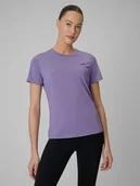 Koszulki sportowe damskie - 4F Koszulka treningowa regular szybkoschnąca damska - fioletowa XS - miniaturka - grafika 1