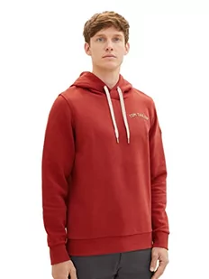 Męska bluza z kapturem i nadrukiem z logo TOM TAILOR, 14302-aksamitna czerwień, XXL - Bluzy męskie - miniaturka - grafika 1