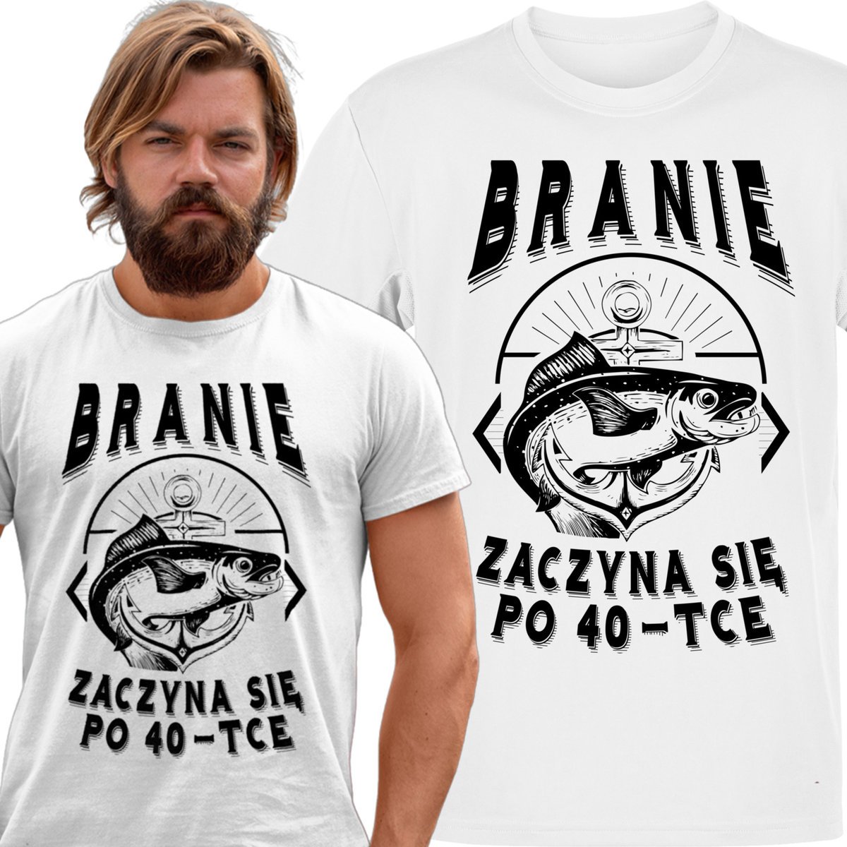 Koszulka męska Branie Zaczyna Się Po 40-Tce Dla Wędkarza L