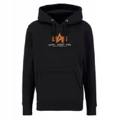 Bluzy męskie - Bluza z kapturem Alpha Industries Basic Rubber 178312RB 03 Czarna M - miniaturka - grafika 1