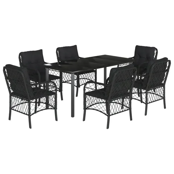 Zestaw Mebli Ogrodowych z Rattanu PE i Stali, Stół 160x80x74 cm, Krzesła