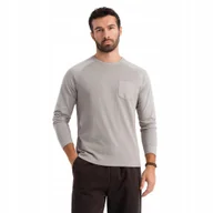 Koszulki męskie - Longsleeve męski o strukturze wafla szary Ombre V1 OM-LSCL-0109 r. M - miniaturka - grafika 1