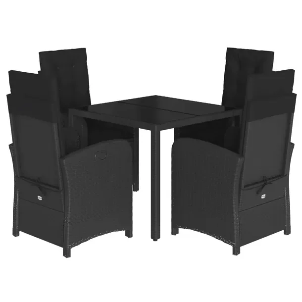 Zestaw mebli ogrodowych z rattanu PE, czarny, 2 krzesła, stół 90x90x75 c