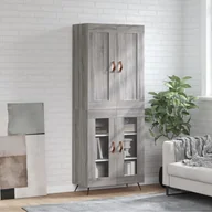 Witryny - Witrynka szary dąb sonoma 69,5x34x180cm materiał drewnopochodny Lumarko! - miniaturka - grafika 1