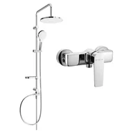 Baterie umywalkowe - Mexen Erik zestaw prysznicowy natynkowy z deszczownicą i baterią prysznicową Lynx, chrom - miniaturka - grafika 1