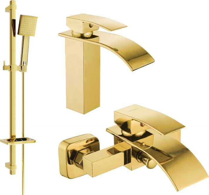 Mexen Aries DQ45 zestaw wannowy, złoty - 744803DQ45-50