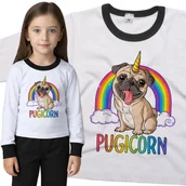 Piżamy dla dziewczynek - Piżama dziecięca Pugicorn Mopsorożec Mops Mopsik Pies Piesek 98/104 - VoloDonum - miniaturka - grafika 1