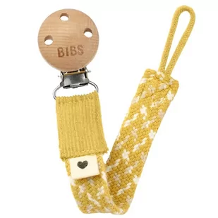 BIBS PACIFIER BRAID zawieszka do smoczków 100% GOTS organic cotton,Mustard/Ivory/Cloud - Śliniaki i fartuszki - miniaturka - grafika 1