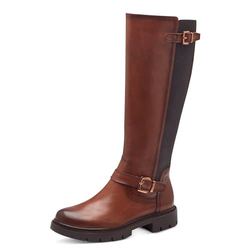 Tamaris Damskie Comfort Long Boot Flat 8-85600-43 modne kozaki, koniak, 39 EU Weit