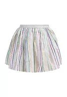 Spódnice - myMo KIDS Dziewczęca spódnica mini w kształcie litery A, Białe, wielokolorowe paski, 128 cm - miniaturka - grafika 1