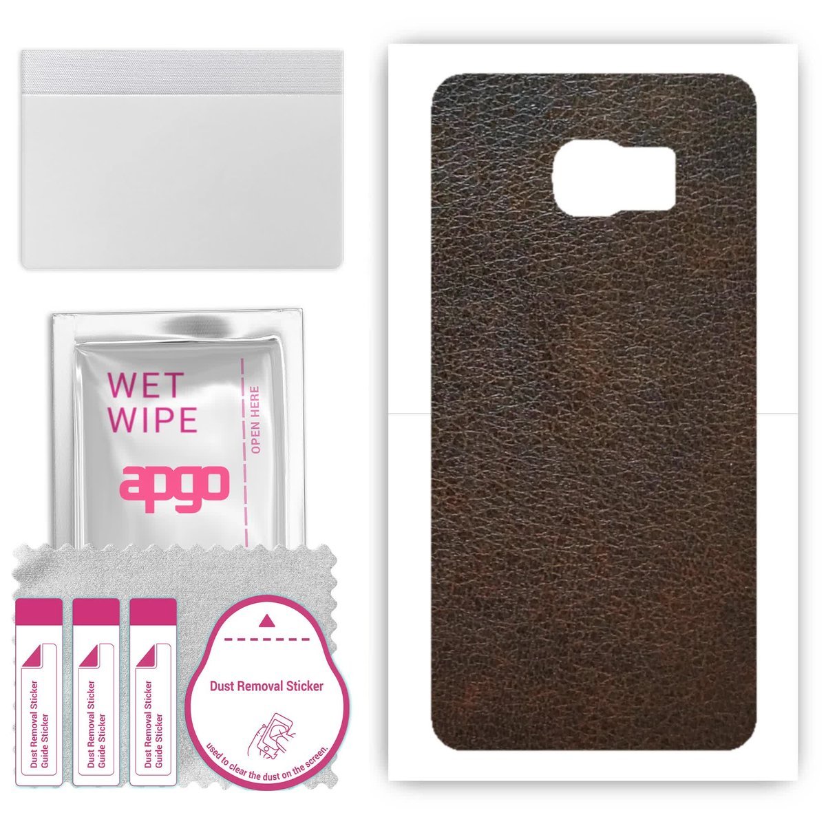 Folia naklejka skórka strukturalna na TYŁ do Samsung Galaxy S6 Edge Plus SM-G928F - Skóra Brązowa - apgo SKINS