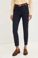 Spodnie damskie - Sisley spodnie damskie kolor granatowy proste medium waist 4AI655AH6 - miniaturka - grafika 1