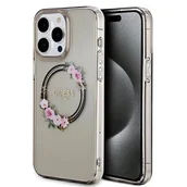 Etui i futerały do telefonów - Guess GUHMP15XHFWFCK iPhone 15 Pro Max 6.7" czarny/black hardcase IML Flowers Wreatch MagSafe - miniaturka - grafika 1