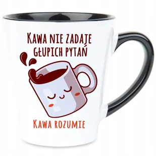 Kubek Latte Czarno Biały KAWA ROZUMIE 350ml Na Prezent Zabawne Wzory - Kubki Kubek Latte Czarno Biały KAWA ROZUMIE 350ml Na Prezent Zabawne Wzory - Kubki - miniaturka - grafika 1