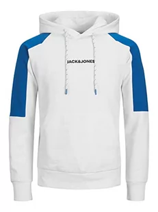 JACK & JONES Męska bluza JJGLOBUS z kapturem, biała, XXL, biały, XXL - Bluzy męskie - miniaturka - grafika 1