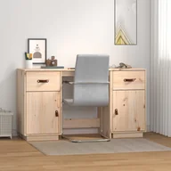 Biurka - VidaXl Biurko Z Szafkami, 135X50X75 Cm, Drewno Sosnowe - miniaturka - grafika 1