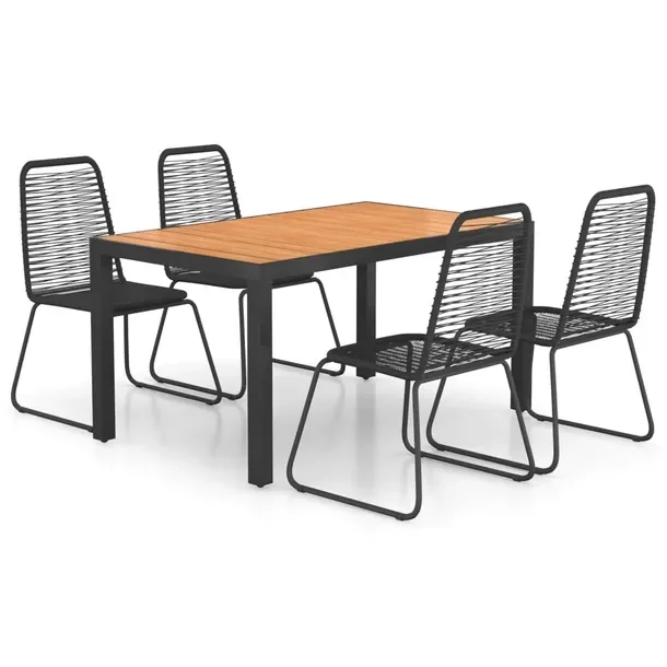 Zestaw mebli ogrodowych rattan/stal 5 elementów, czarno-brązowy, 150x90x7