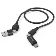 Kable - Kabel HAMA 4 w 1 typu C z adapterem Micro USB i USB A 1,5 m czarny - miniaturka - grafika 1