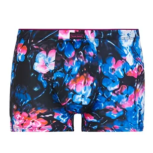 bruno banani Szorty męskie Primrose retro, czarny/fioletowy/różowy nadruk, M - Spodenki damskie - miniaturka - grafika 1