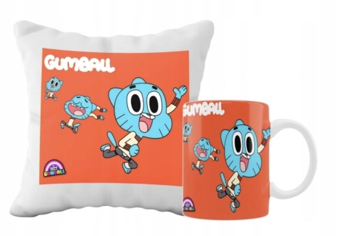 ZESTAW PODUSZKA + KUBEK Prezent GUMBALL BAJKA + IMIĘ 26