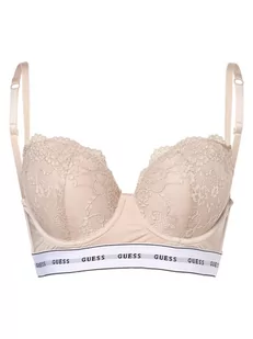 GUESS - Damski biustonosz balkonetka  push-up, beżowy - Biustonosze - miniaturka - grafika 1