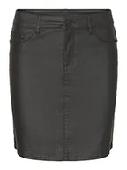 Spódnice - VERO MODA Vmseven Mr Short Coated Skirt Ptt Noos PU spódnica damska, czarny, XL wąska talia - miniaturka - grafika 1