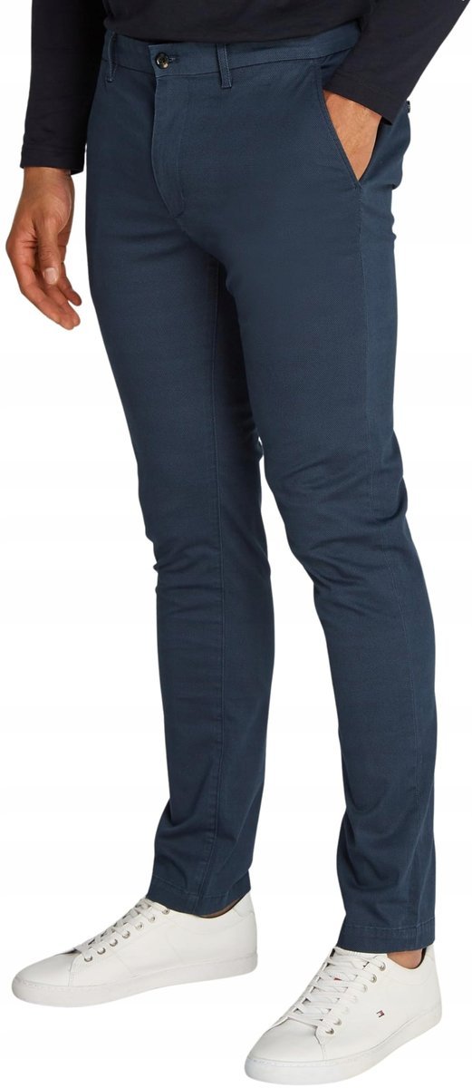 TOMMY HILFIGER GRANATOWE SPODNIE CHINOS BAWEŁNIANE NA CO DZIEŃ 32/34 27CA