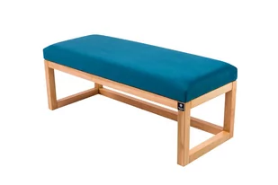 Ławka na buty LPG-2 130cm EMRAWOOD drewno lite kolor naturalny siedzisko gładkie kolor turkus - Ławki do przedpokoju - miniaturka - grafika 1