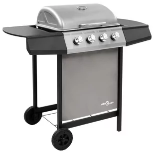 vidaXL Grill gazowy z 4 palnikami, czarno-srebrny - Grille gazowe - miniaturka - grafika 1