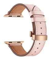 Akcesoria do smartwatchy - Opaska Pasek Bransoleta Leather Butterfly Apple Watch 1/2/3/4/5/6/7/8/Se 38/40/41Mm Różowa Rosegold - miniaturka - grafika 1