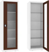 Meble i wyposażenie gabinetów medycznych - NSML.101.9010.8016 szafa lekarska 1-skrzydłowa 1-komorowa biało-brązowa - miniaturka - grafika 1