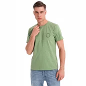 Koszulki męskie - Męski bawełniany t-shirt w kropki zielony modny Ombre OM-TSFP-0186 V4 r M - miniaturka - grafika 1