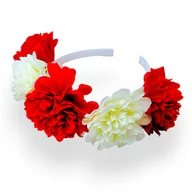 Ozdoby do włosów - Opaska do włosów Biało Czerwona Barwy polskie Kwiaty - miniaturka - grafika 1