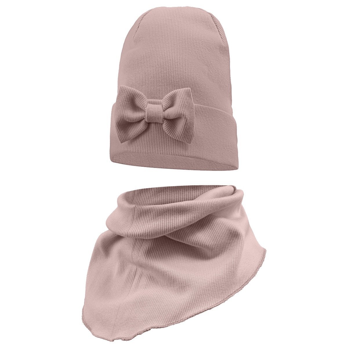 Czapka Wiosenna Jesienna Z Kominem Czapeczka Komplet Dla Dzieci 48-50 Pudr Róż