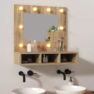 Lumarko Szafka z lustrem i oświetleniem LED, dąb sonoma, 60x31,5x62 cm - Toaletki - miniaturka - grafika 1