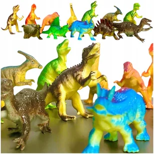 Dinozaur 12 Szt Figurki Duży Kolorowy Zestaw Dla Dzieci Dinozaury Prezent - Klocki - miniaturka - grafika 1