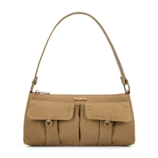 Damska torebka na ramię z kieszeniami khaki - Torebki damskie Damska torebka na ramię z kieszeniami khaki - Torebki damskie - miniaturka - grafika 1