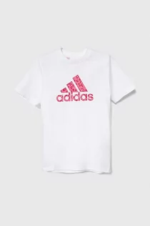 Koszulki dla dziewczynek - adidas t-shirt bawełniany dziecięcy kolor biały - grafika 1