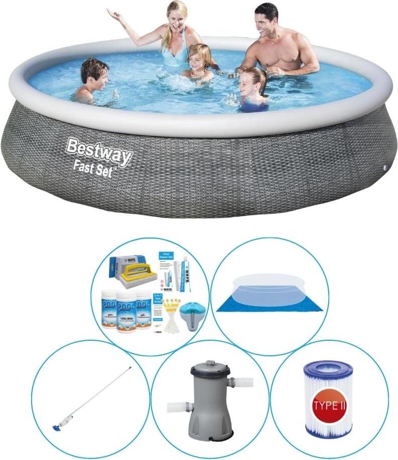 Zestaw basenowy - Bestway Fast Set Rattan 396x84 cm Rund