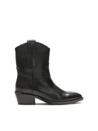 Kozaki damskie - Czarne skórzane kowbojki z wsuwaną cholewką - 38 - miniaturka - grafika 1