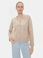 Swetry damskie - Tommy Hilfiger Kardigan WW0WW39922 Beżowy Relaxed Fit - miniaturka - grafika 1