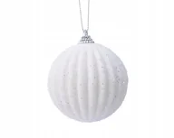 Bombki - Bombka Choinkowa Żłobiona Nietłukąca Biała 8 Cm - miniaturka - grafika 1