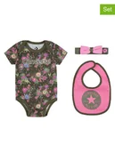 Body dla niemowląt - Converse 3-częściowy zestaw w kolorze oliwkowo-jasnoróżowym - miniaturka - grafika 1